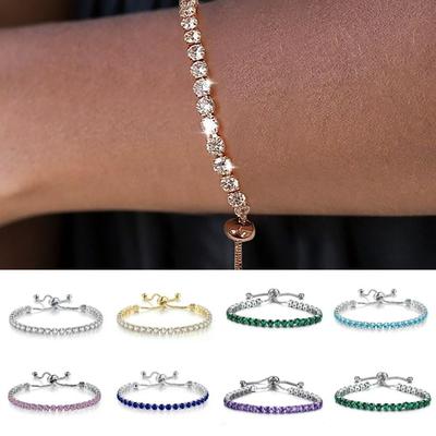 Dehnbares mehrfarbiges Zirkonia-Armband Verstellbares Krallenkettenarmband Damenschmuck