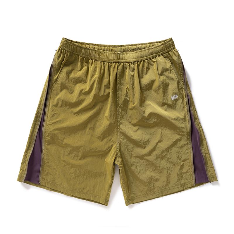 Men's Quick Dry Nylon Athletic Shorts – Contrast Side Panel Elastic Waist Sports Shorts for Outdoor & Streetwear