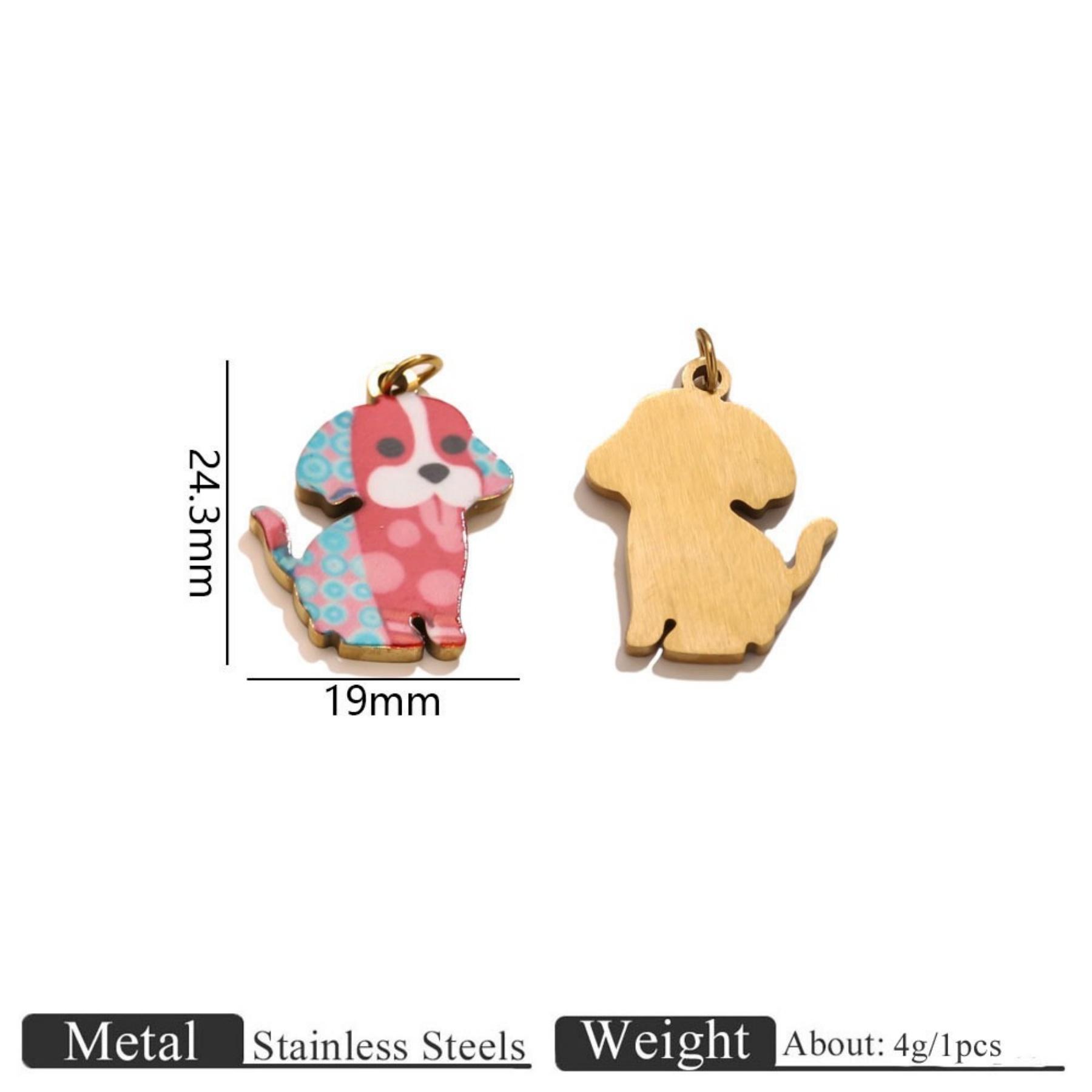 

2 PCs 304 Stainless Steel Animal Charms 18K Gold Plated Multicolor Enamel Pet Cat Horse Cute Pendants For DIY Necklace Making