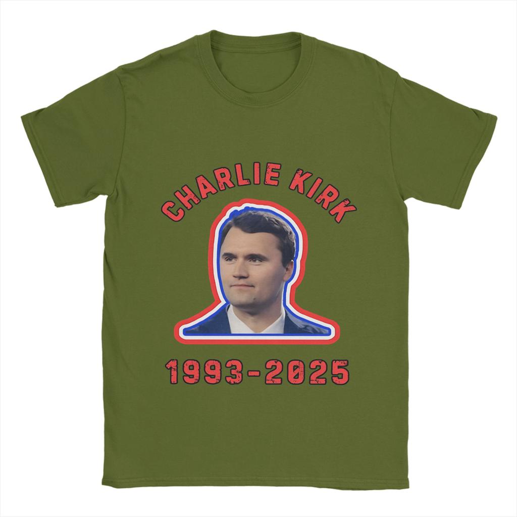 Men's Charlie Kirk T Shirt  100% Cotton Tops Funny Short Sleeve O Neck Tees Printed T-Shirt