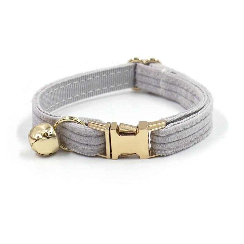 Chic Multi-color Corduroy Cat Collar with Engravable Zinc Alloy Buckle