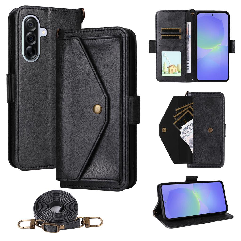 For Samsung Galaxy A36 5G Leather Case Magnetic Closure Wallet Stand Phone Cover with Crossbody Strap