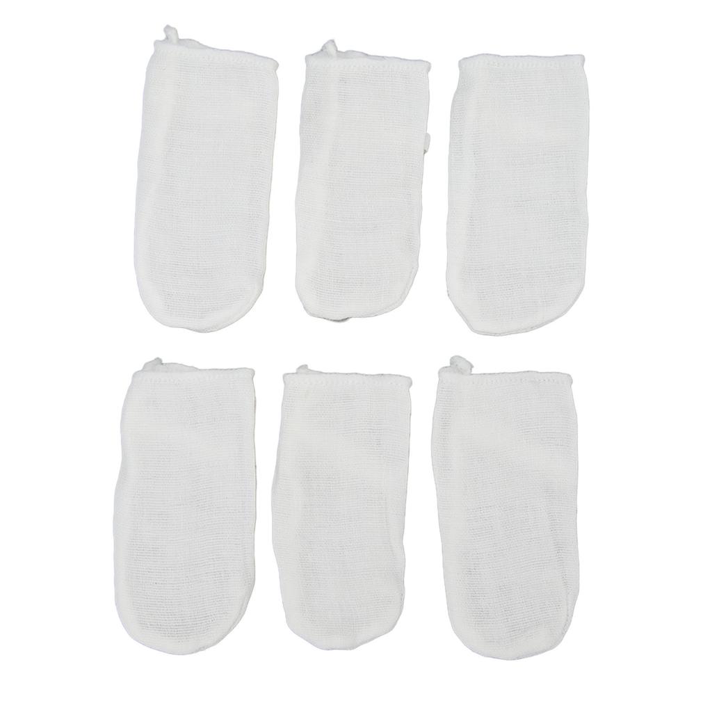 6pcs Baby Teeth Cleaning Gauze Finger Cover Milk Stain Removal Soft Hygiene Ring Buckle Oral Tongue Cleaner