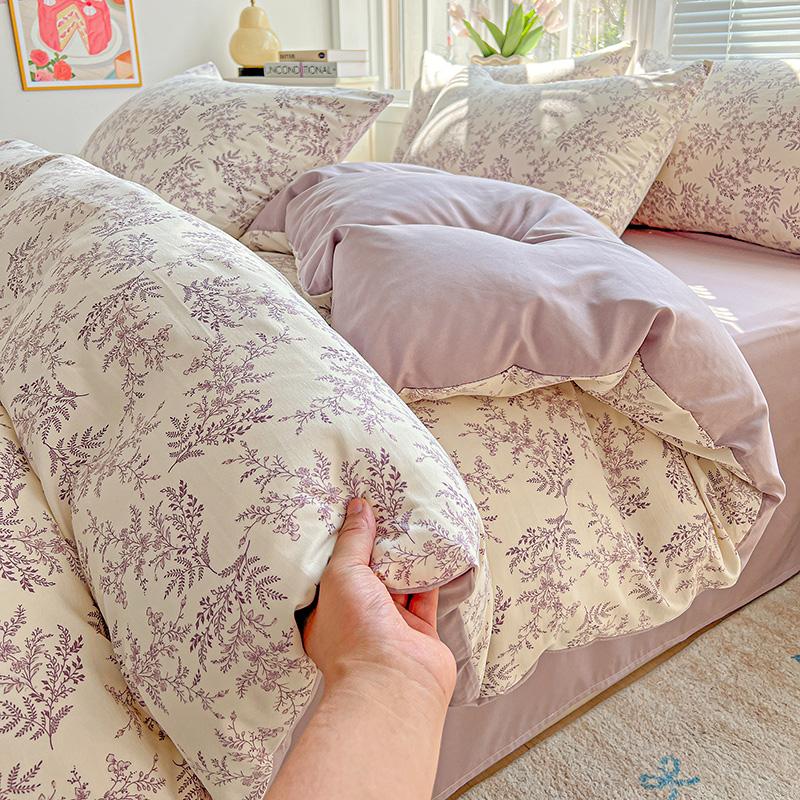 1pc Purple Lavender Printed Duvet Cover Single/Queen/King Size Quilt Cover for Double Bed Flower Housse De Couette220x240cm