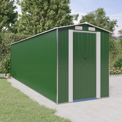Vidaxl Garden Shed, Green, 192X689X223 Cm, Galvanized Steel