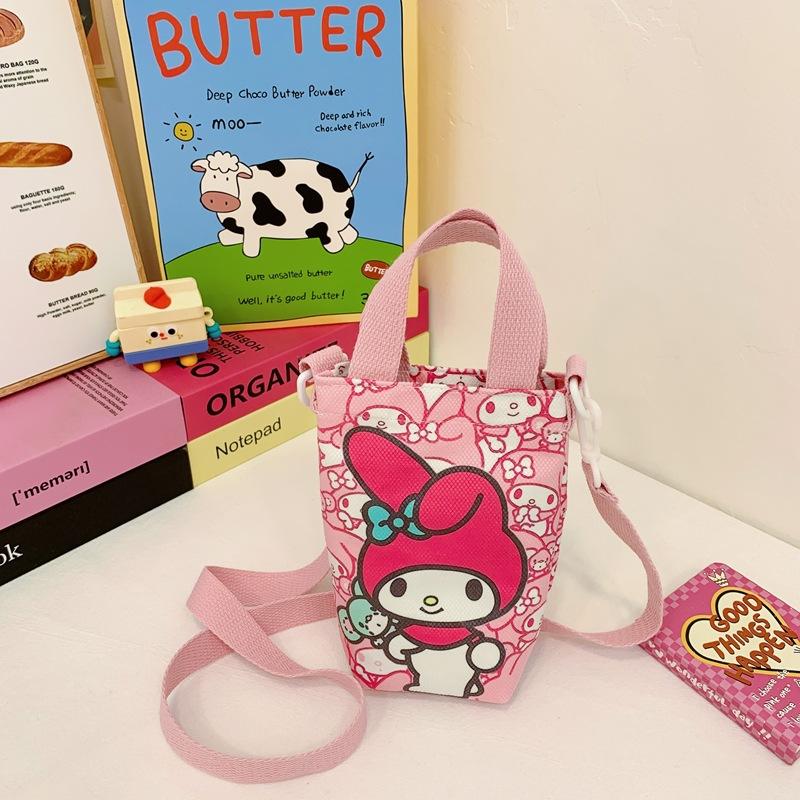 Fashion new children's bag cute girl large capacity water cup canvas bag baby shoulder messenger bag