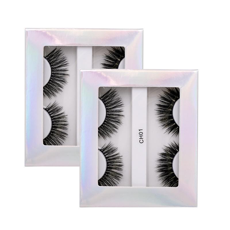 European And American 8d Chemical Fiber False Eyelashes 2 Pairs Multi -Layer Three -Dimensional Dense Natural Cross -Grafted Eyelashes