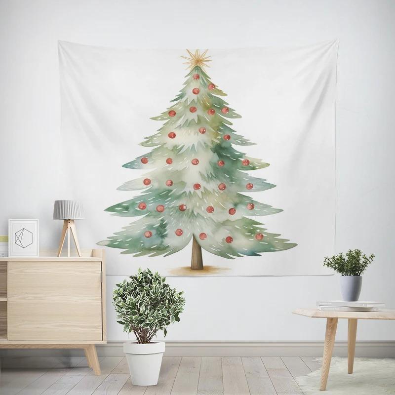 New Year Christmas Crystal Ball Christmas Tree Pattern Living Room Bedroom Decorative Tapestry