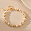 K Gold Plated Natural Shell Pearl Elegant Handmade Bracelet For Women