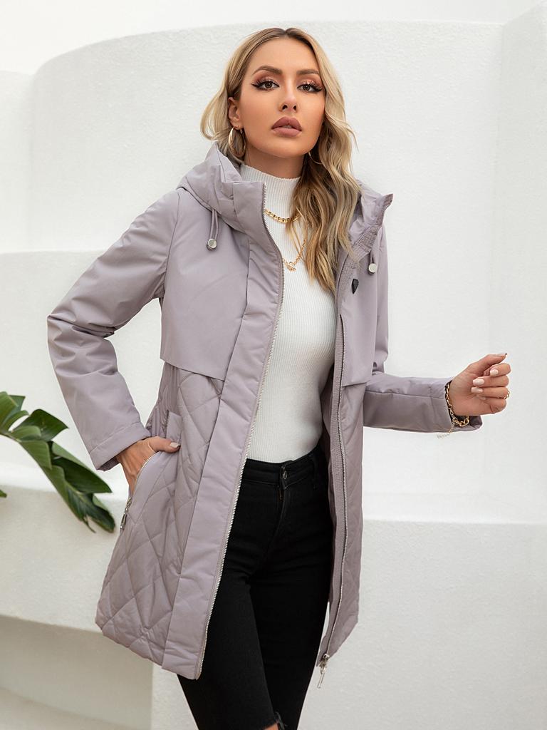 Cinemore New women's jacket spring High-Quality Mid-Length  Women coat Stitching Hooded Design Windproof Casual parkas 8226