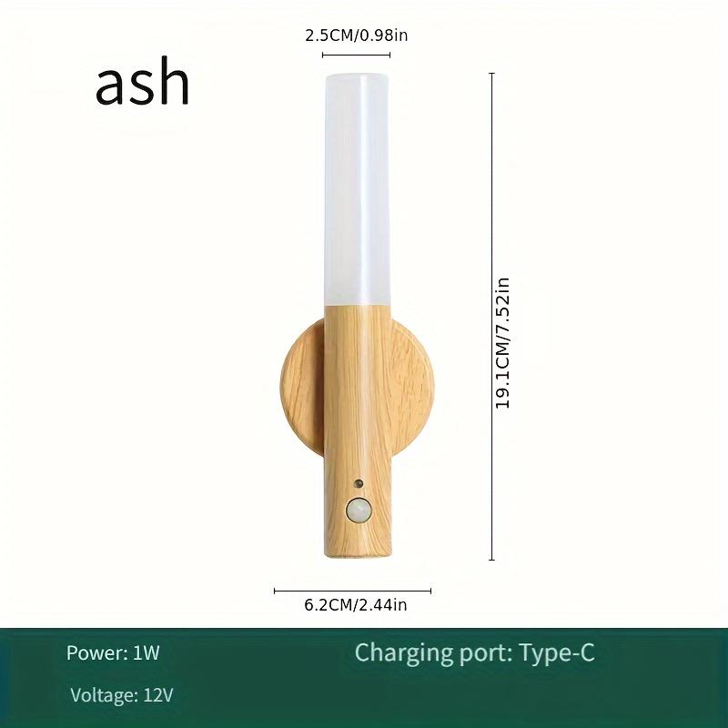 2 unidades Luzes Noturnas Recarregáveis com Sensor de Movimento - LED com Eficiência Energética, Portátil, Alimentado por USB, Preto, Nogueira, Montagem Magnética, Lâmpada Cilíndrica Elegante