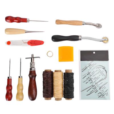 14pcs Leather Hand Sewing DIY Stitching Craft Tool Thimble Scissors Awl Accessory Set