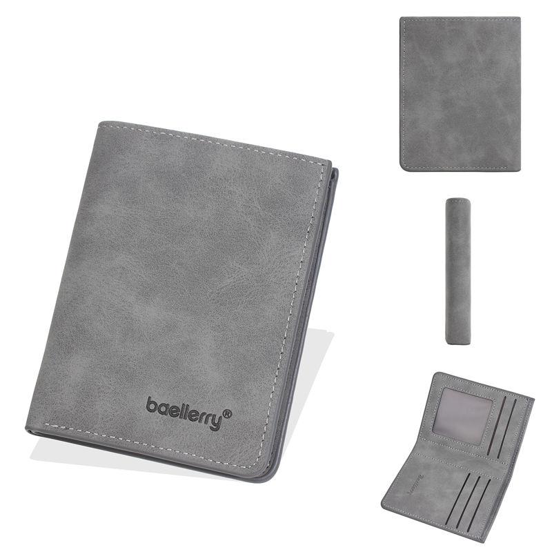 Baellerry Men Short Wallets Casual PU Leather Bifold Card Holder Vintage Design Mini Purse