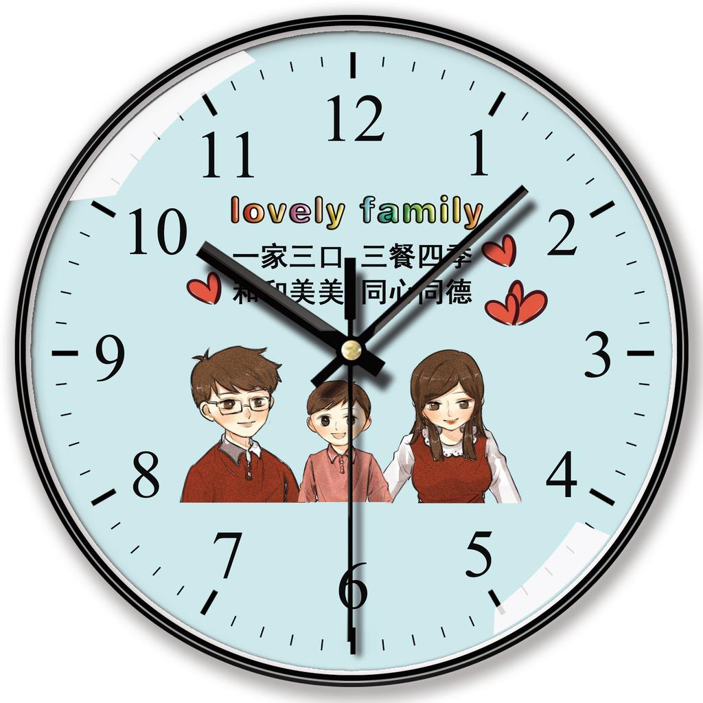 10 Inch 25cm Wall Clock Silent Family Living Room Warm Family Bedroom Clock Living Room Creative
