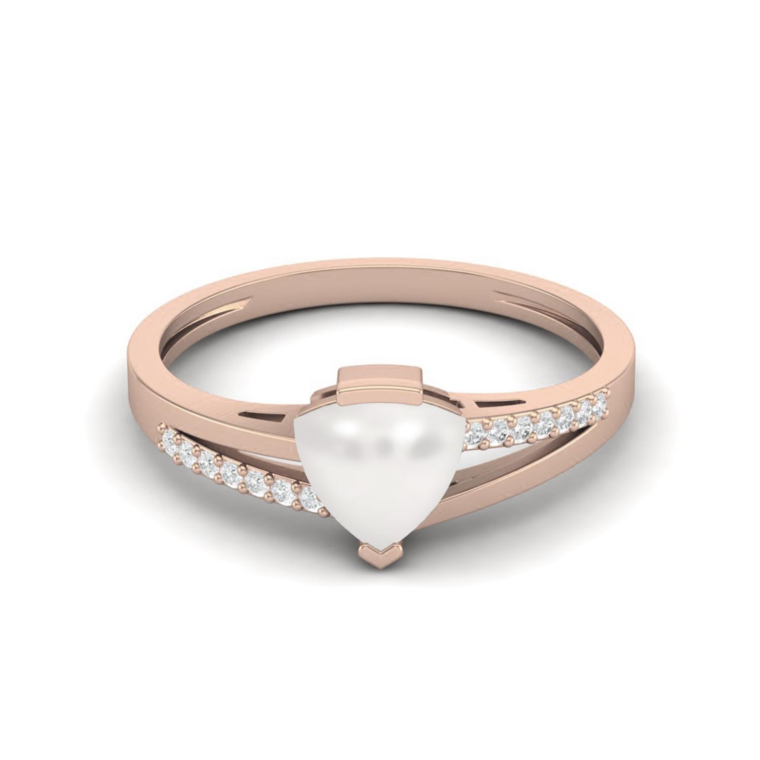 

0.98 Cts Trillion Shape Pearl 925 Sterling Silver Rose Vermeil Split Shank Engagement Women Ring 6 ярко-розовый