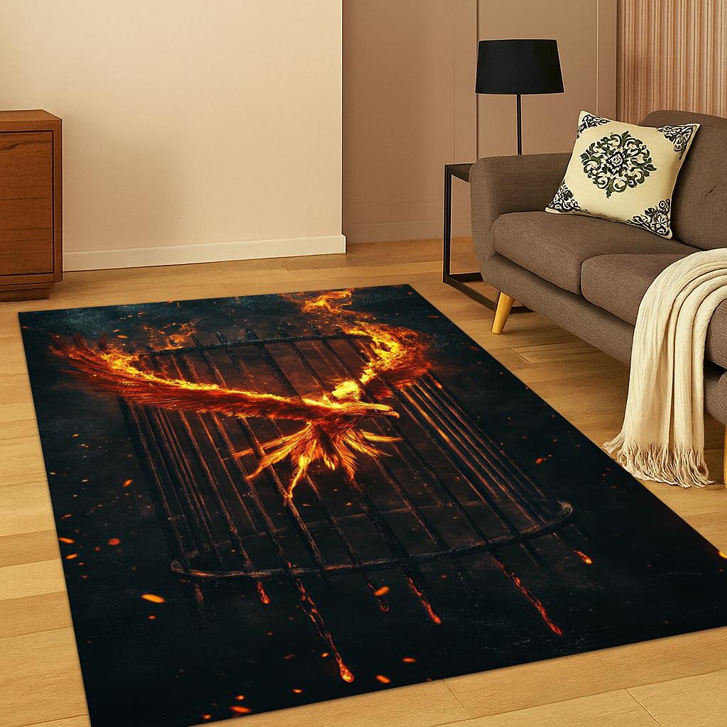 3D Fantasy Cartoon Phoenix Bird Carpet Rug for Living Room Sofa Home Bedroom Kitchen Doormat Decor,Playroom Non-slip Floor Mat