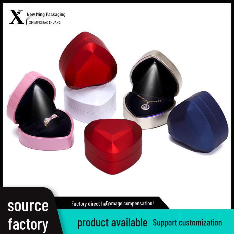 Heart-shaped LED Jewelry Storage Box for Rings, Necklaces, and Pendants