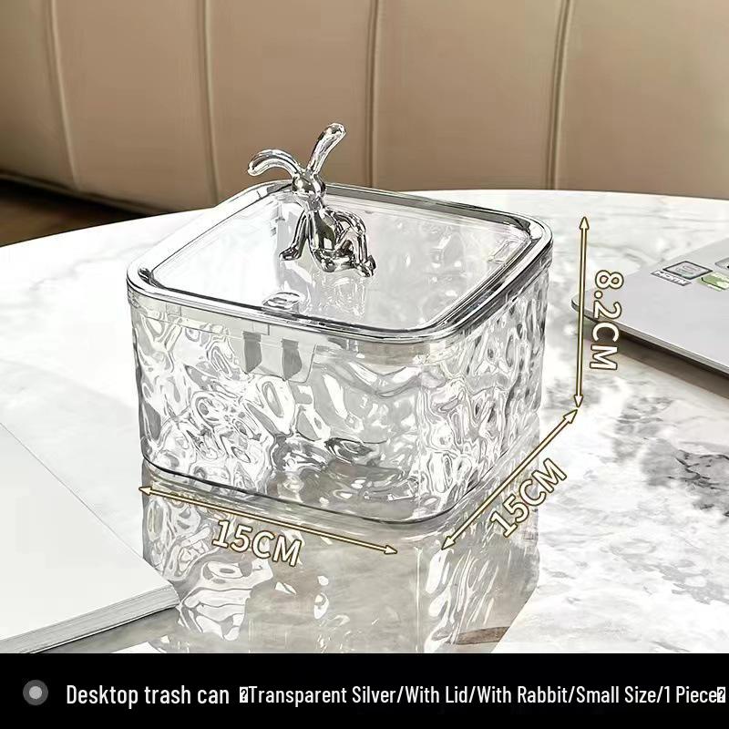 Compact Desktop Trash Bin with Lid, Press-Type Pop-Up Wastebasket for Kitchen, Dining, or Office Use