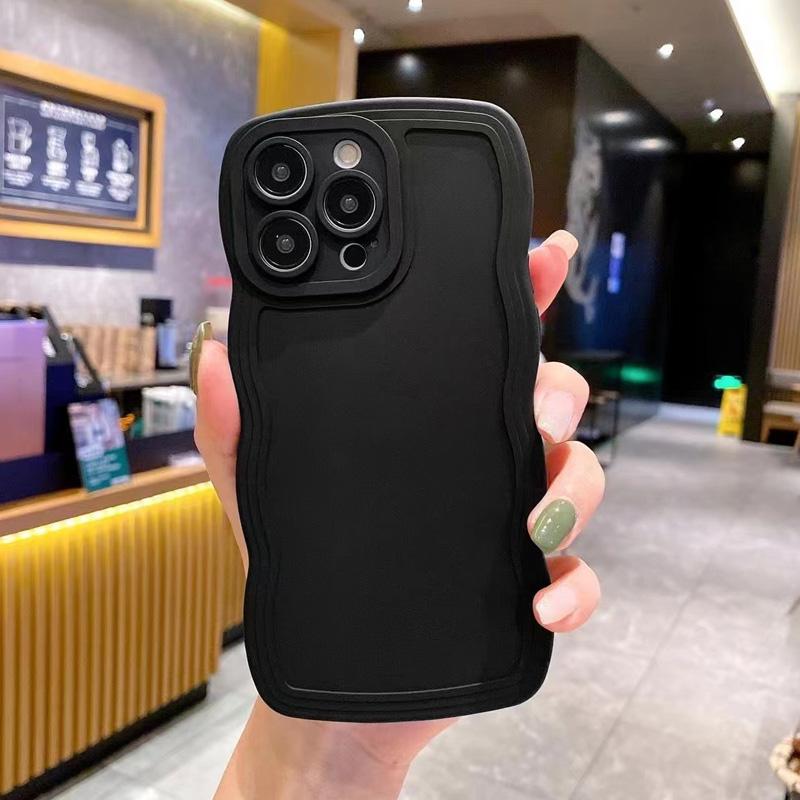 Wave Edge Solid Colo Phone Case For IPhone 16 15 14 Pro Max 13 12 11 Xr Xs 7 8 Plus SE2/SE3 TPU Soft Back Cover