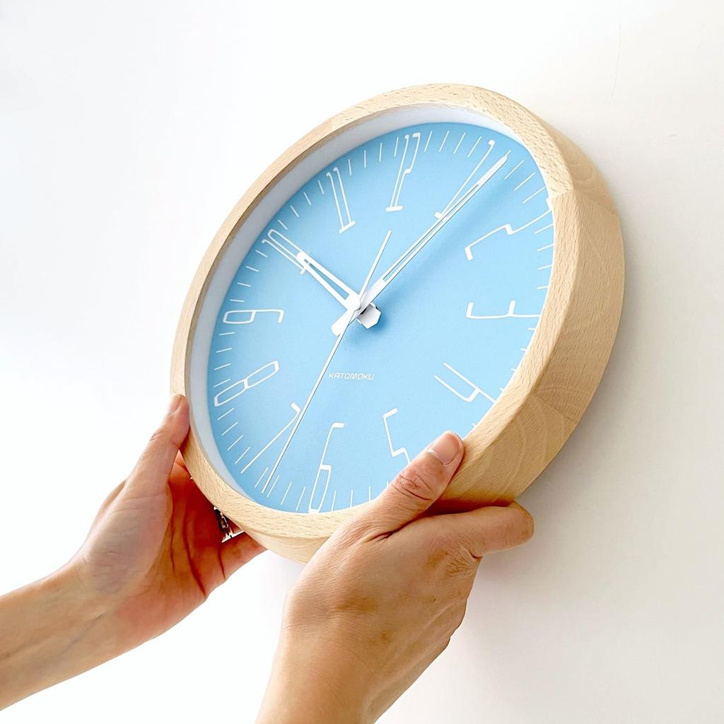 KATOMOKU Muku Clock 21 Light Blue Wall Clock with Continuous Second Hand Radio km-141LBRCS 278mm (SKP Clock)