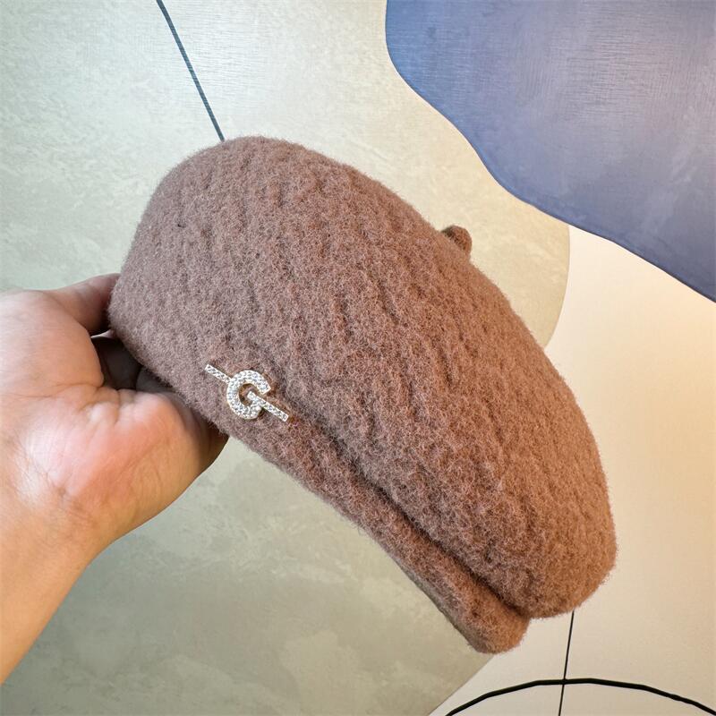 

Берет Женский Осенне-зимний Стиль Маленькая Шляпа Художника Черный Корейский Стиль Восьмиугольная Шляпа Большой Окружности Головы Adjustable