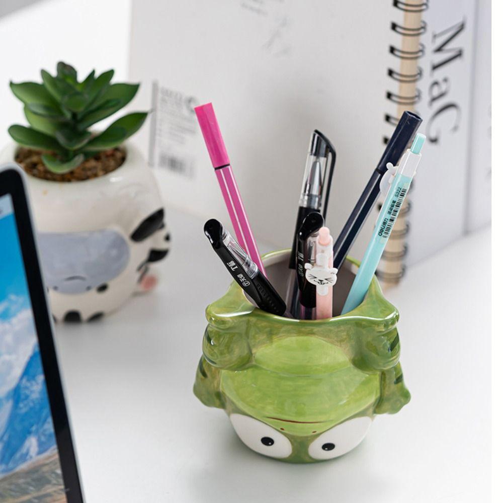 Süßer Keramik-Blumentopf mit Drainageloch Cartoon-Tier-Pflanzgefäß Pflanzenhalter Kleines Schreibtisch-Dekorationsobjekt Haus Bauernhaus