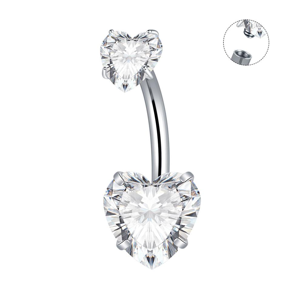 1Pc Titanium Zircon Belly Button Ring Internally Threaded Navel Ring Belly Piercing Women's Navel Piercing Body Jewelry 14G