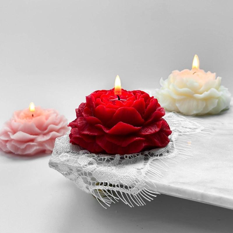 Peony Shaped Soap Molds 3D Flower Soap Silicone Mould Handmade Candle Molds DIY Epoxy Resin Cake Chocolate Decorations
