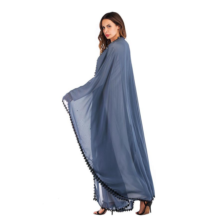 Women's Trendy Lace Patchwork Beaded Tie-Up Long Sleeve Cardigan Robe