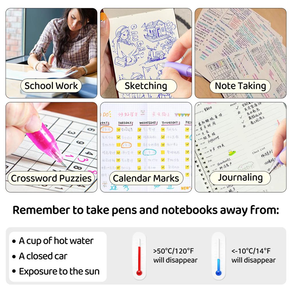 24 Colors Click Erasable Gel Pens - Quick-Dry Smooth Writing Pens for Students, Drawing, Marking, Office & School Supplies