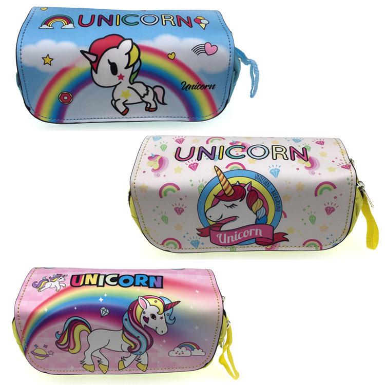 Large Capacity Double Zipper Unicorn Pencil Case for Stationery