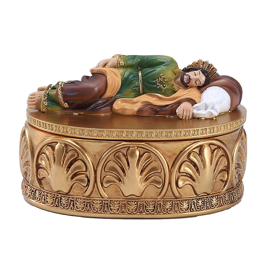 St Joseph Resin Statue Vintage Style Non-Fading Religion Sculpture Retro Jewelry Box Decorative Desktop Figurine