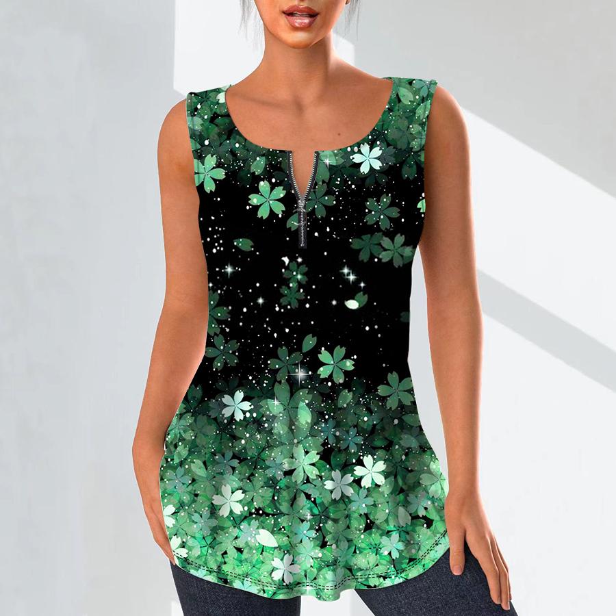 Dámská móda Košile s výstřihem do V Ležérní topy Tričko Dámské 3D Růžové třešňové květy Potisk tílka Halenka velké velikosti bez rukávů Tílka