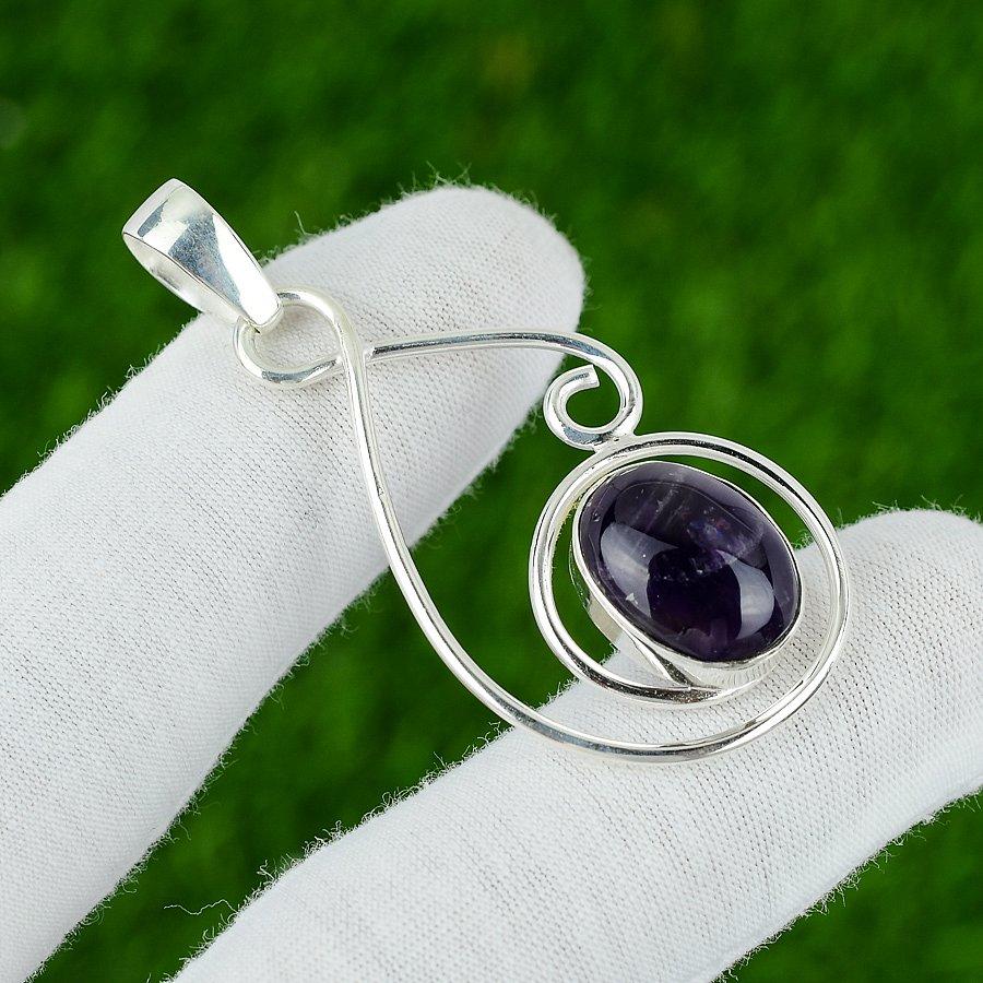 925 Sterling Silver Star Amethyst Stone Birthday Elegant Trendy Pendant Jewelry