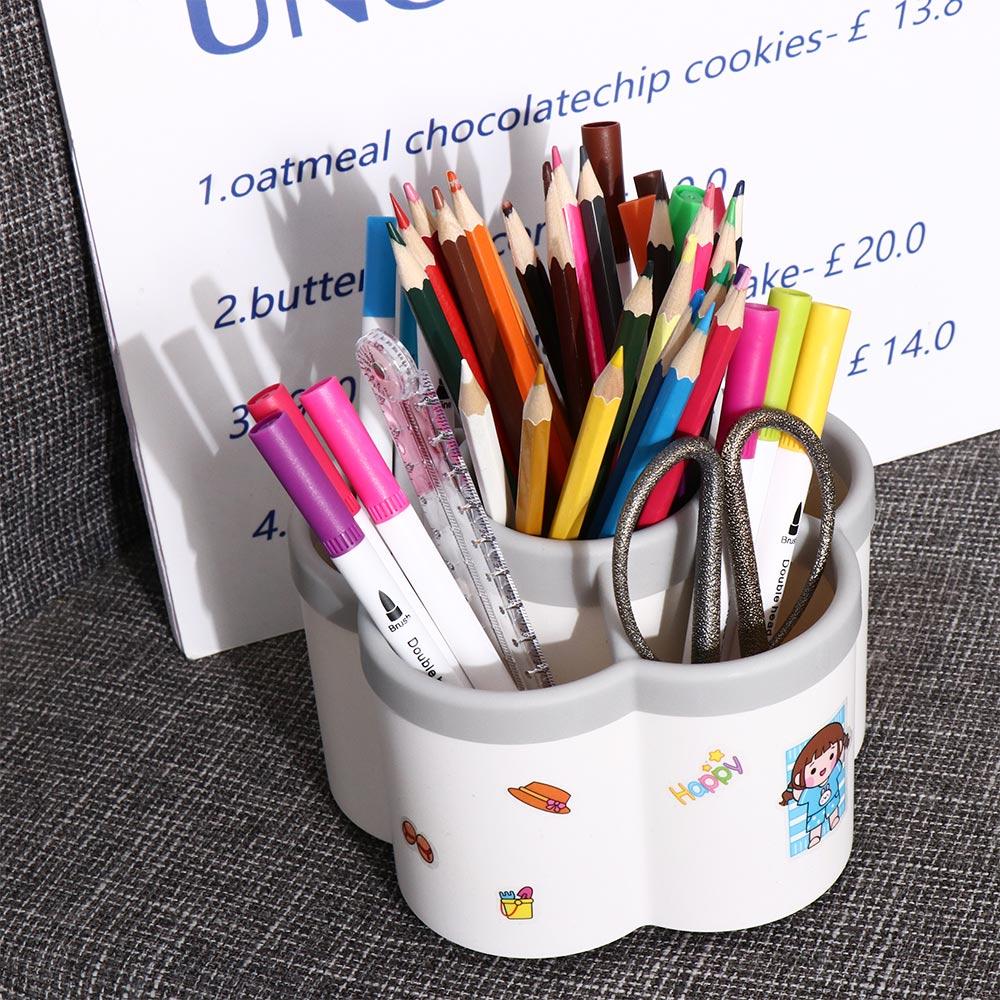 360° Otočný organizér na tužky Bílý úložný box na rtěnky Zábavný držák na štětce na make-up Stolní