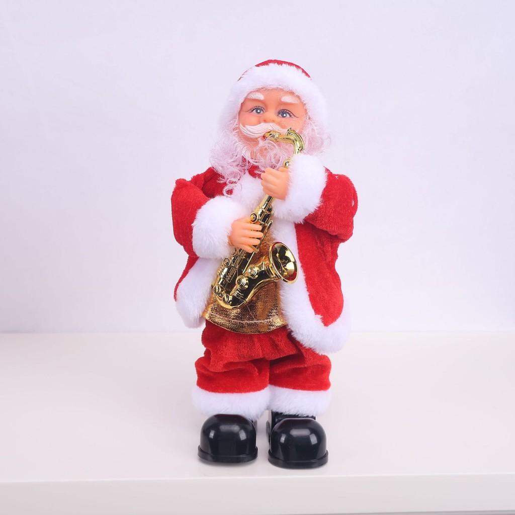 Claus Christmas Santa Toy With Music Playing Guitar Saxophone For Festive Decor