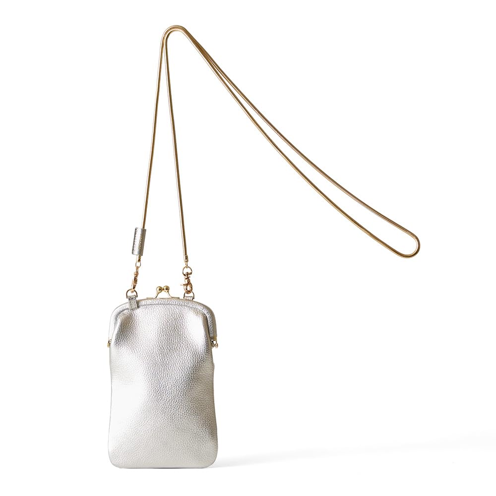 

сумки через плечо из натуральной кожи с застежкой-орехом, серебристый для смартфона [Хейзел] Сумки, женские, сумки, кожа, коровья кожа, кошелек,