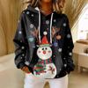 Women's Loose Comfortable Casual Fashion V-Neck Christmas Print Long Sleeve Hoodie