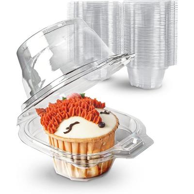 50 unidades Recipientes Individuais de Plástico Transparente com Cúpula Profunda Sem BPA, Empilháveis, Compartimento Único, Descartáveis, Caixa Suporte Transportadora para Restaurantes