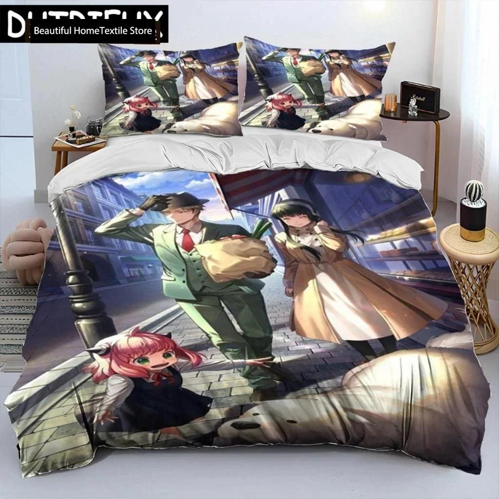 Japan Anime SPY×FAMILY Cartoon Comforter Bedding Set,Duvet Cover Bed Set Quilt Cover Pillowcase,king Queen Size Bedding Set Boys