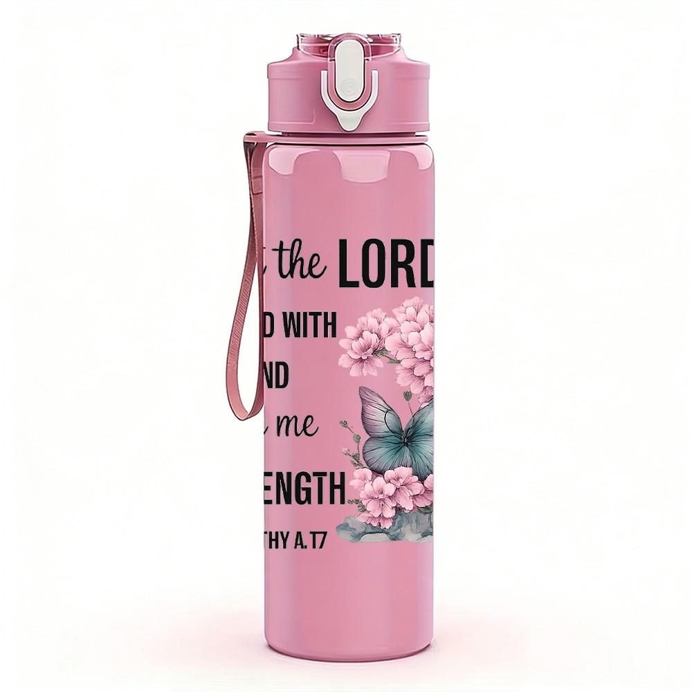 1PC Be The Lord Strength Flower Art 750ml Color Plastic Sports Water Bottle Leakproof Flip Straw Lid Suitable for Sports Office Home Use
