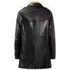 Giacca a vento da uomo di media lunghezza in vera pelle: Collo alla giacca, con velluto, Calda, Giacca Business Casual per Autunno/Inverno.