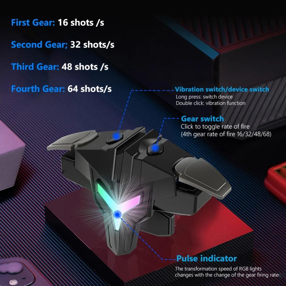 1/2 unidades de gatillos mecánicos RGB de 4 dedos para juegos móviles, compatibles con controladores de juegos PUBG, mandos y botones de puntería para teléfonos móviles.