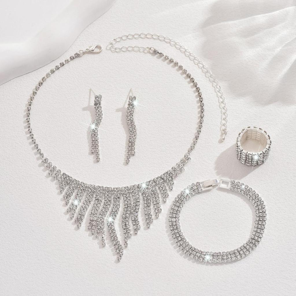 Luxuriöses Strass Brautschmuckset: Halskette & Ohrringe für Hochzeiten und Veranstaltungen
