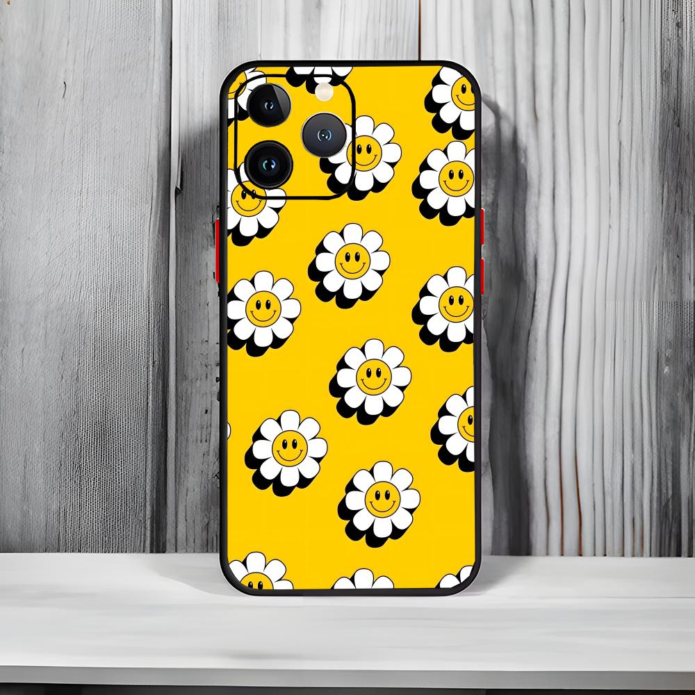 Daisy Graphic Printed Art Phone Case Black Matte Thin Phone Case For iPhone17 16 15 14 13 ProMax