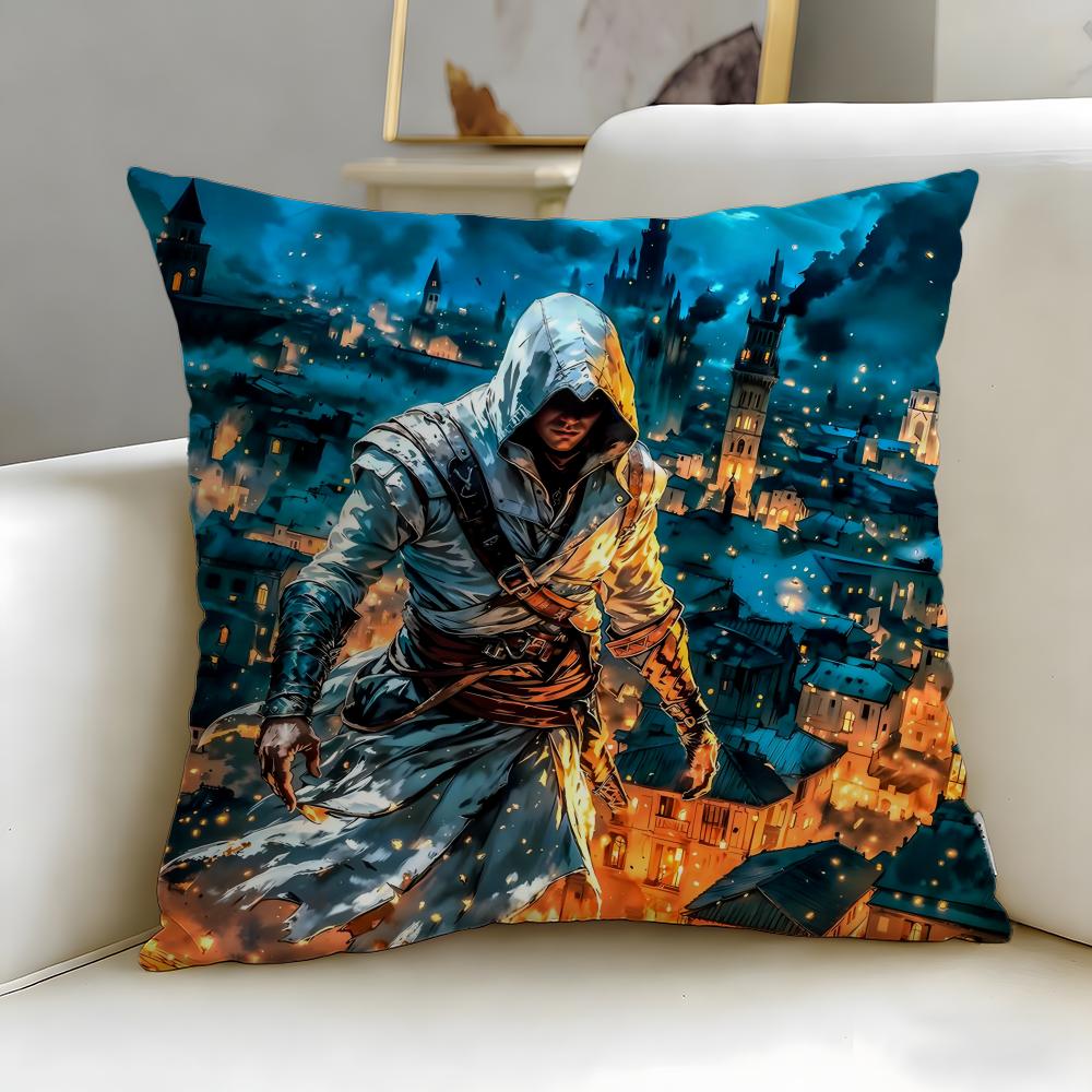 Classic Game Assassins Creed Cushion Cover Soft & Easy-Wash Pillow Case – Versatile for Couch, Bed, Travel and Office