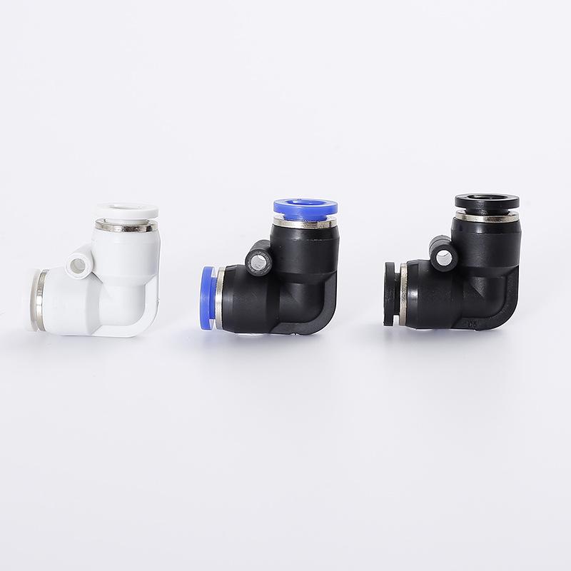 Black Right Angle Plastic Elbow Quick Insert Pneumatic Tube Fittings