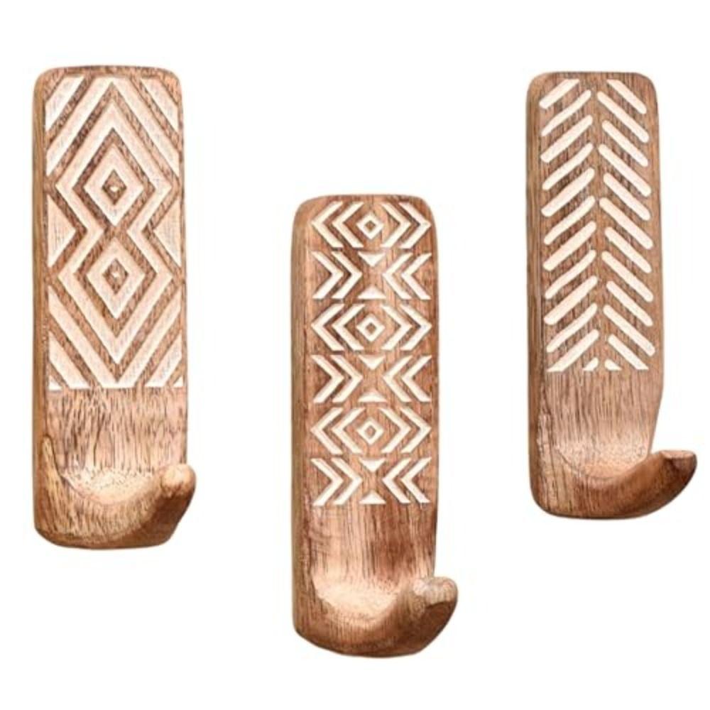 3pcs Wooden Wooden Wall Hooks Space Saving Home Organizer Heavy Duty Wall Hanging Hanger Porch