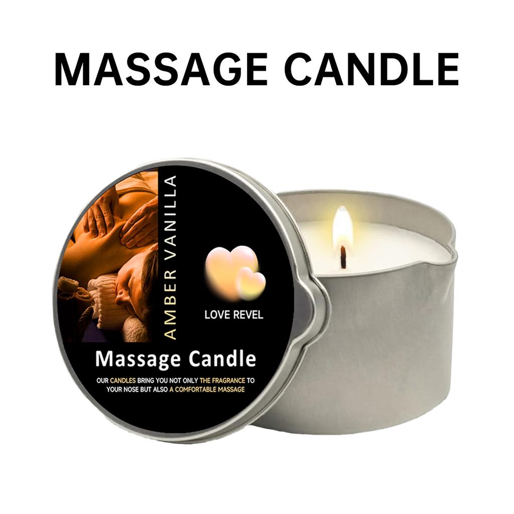 Massage Oil Candle Amber Vanilla 2oz Aromatherapy Candle with Soy Wax Moisturizing Christmas Home Decoration Candle Holders Gift