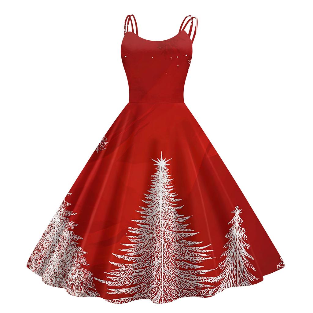 Kindermode Lässig Weihnachts-Print Sexy Schulterfrei Punk Retro Kleid